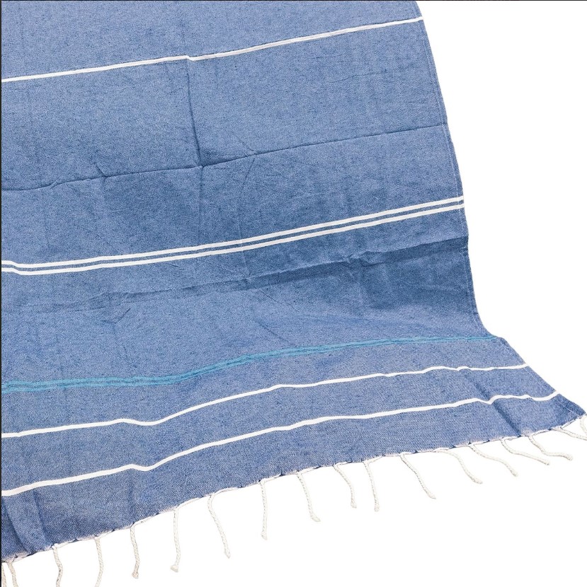 Πετσέτα Θαλάσσης Pestemal Βαμβακερή Blue 90x180εκ. Summer tiempo 42-3369 (Ύφασμα: Βαμβάκι 100%, Χρώμα: Μπλε) - SUMMER tiempo - 42-3369-blue